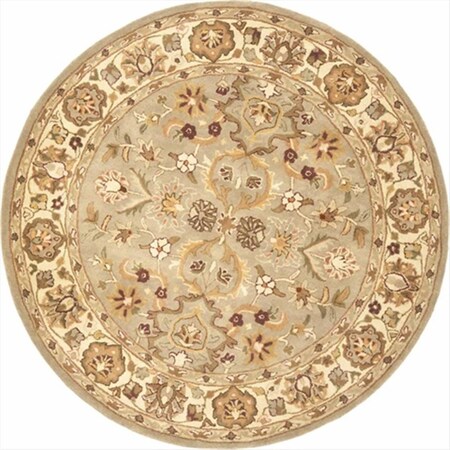 Safavieh 6 ft. x 6 ft. Round- Traditional Heritage Light Green And Beige Hand Tufted Rug HG959A-6R